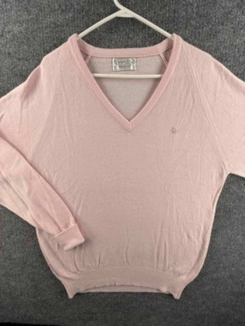 Christian Dior Logo Sweater USA Long Sleeve Mens V-Neck Pullover Acrylic Pink